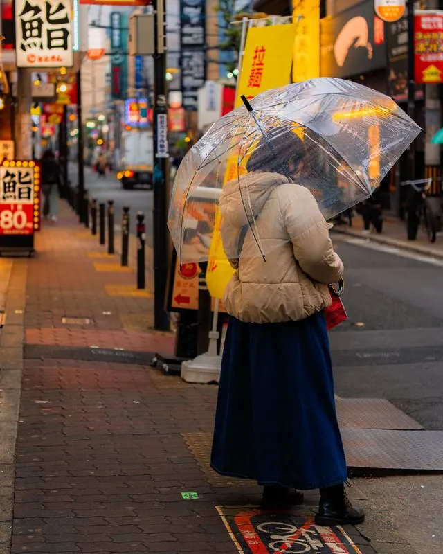 weathering the rain under neon soup